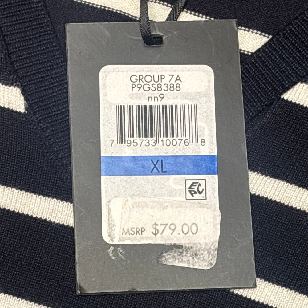 DKNY Top Womens XL Black White Striped Peplum V-Neck Knit Long Sleeve NWT - Picture 6 of 10